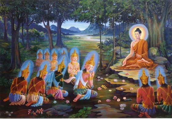 พระพรหมอาราธนาอัญเชิญพระพุทธเจ้าใต้ต้นไทร (อชปาลนิโครธ)
